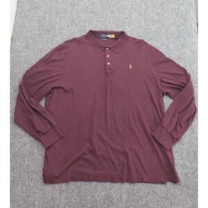 Polo Ralph Lauren Sweater Mens XXL Burgundy Classic Fit Long Sleeve Flesh Pony